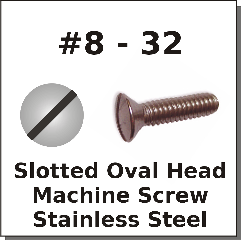 8-32 Oval Slot Machine Screws Stainless Steel