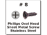 #8 Phillips Oval Head Sheet Metal Screws