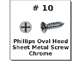 #10 Phillips Oval Sheet Metal Screws Chrome