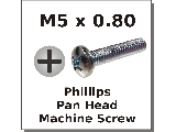 M5 x 0.80 Pan Phillips Machine Screws