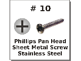 #10 Pan Head Phillips Sheet Metal Screws Stainless Steel