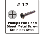 #12 Pan Head Phillips Sheet Metal Screws Stainless Steel