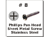 #8 Pan Head Phillips Sheet Metal Screws Stainless Steel