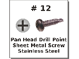 #12 Phillips Pan Head Drill Point Metal Screws Stainless