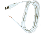 White Lamp Cord with Polarized Plug, 8 Ft