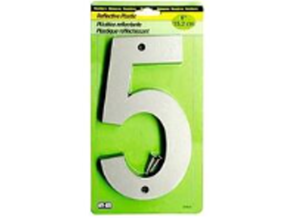 House Numbers 6 In Reflective Plastic Nail-on (0 thru 9)