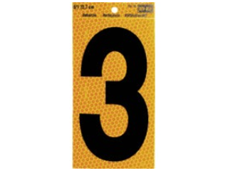 Black Numbers with Yellow Reflecting Back, 5 In (0-9)