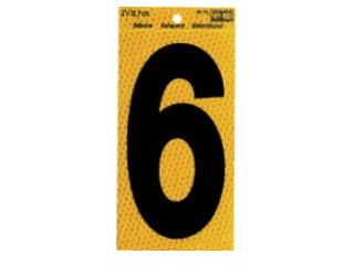 Black Numbers with Yellow Reflecting Back, 5 In (0-9)