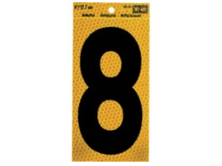 Black Numbers with Yellow Reflecting Back, 5 In (0-9)