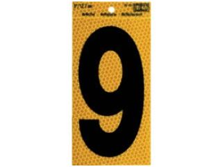 Black Numbers with Yellow Reflecting Back, 5 In (0-9)