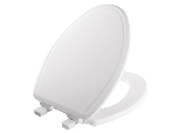 White Elongated Wood Toilet Seat with Twist Hinges