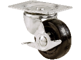 Swivel Caster w/Brake 2" Rubber Wheel 90 Lb Plate