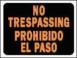 Sign 9 x 12 Plastic Bilingual: No Trespassing