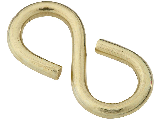 Closed S Hook #811, 1-1/4 In Solid Brass 2 Pack