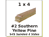 1 x 4 #2 Southern Yellow Pine S4S (Lengths)