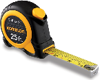 Fractional Retractable Measuring Tape, 1 In X 25 Ft