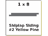 1 x 8 x 12 #2 Yellow Pine Shiplap Siding