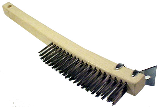 Curved Handle Wire Cleaning Brush With Scraper 3 Row