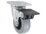 Thermoplastic Swivel Plate Caster with Brake, 2 In