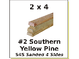 2 x 4 #2 Southern Yellow Pine S4S (Lengths)