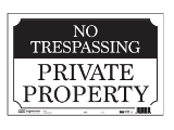 Aluminum Black/White No Trespassing Sign, 9.25 In x 14 In