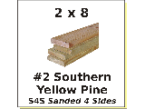 2 x 8 #2 Southern Yellow Pine S4S (Lengths)