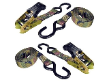 1 In x 12 Ft Camo Ratchet Tiedown with S-Hooks and Padded Handle