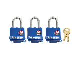 3 Pack Blue Laminated Steel Padlocks