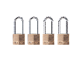 Solid Brass Body Padlock 1-9/16 In Wide 2 In Shackle, 4 Pack