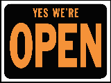 Sign 9 x 12 Plastic: Yes We're Open