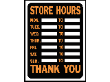 Sign 9 x 12 Plastic: Store Hours Thank You