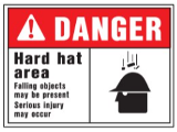 Sign OSHA Danger 10 x 14 Poly: Hard Hat Area