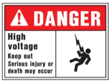 Sign OSHA Danger 10 x 14 Poly: High Voltage