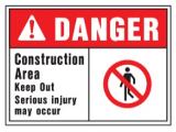 Sign OSHA Danger 10 x 14 Poly: Construction ...