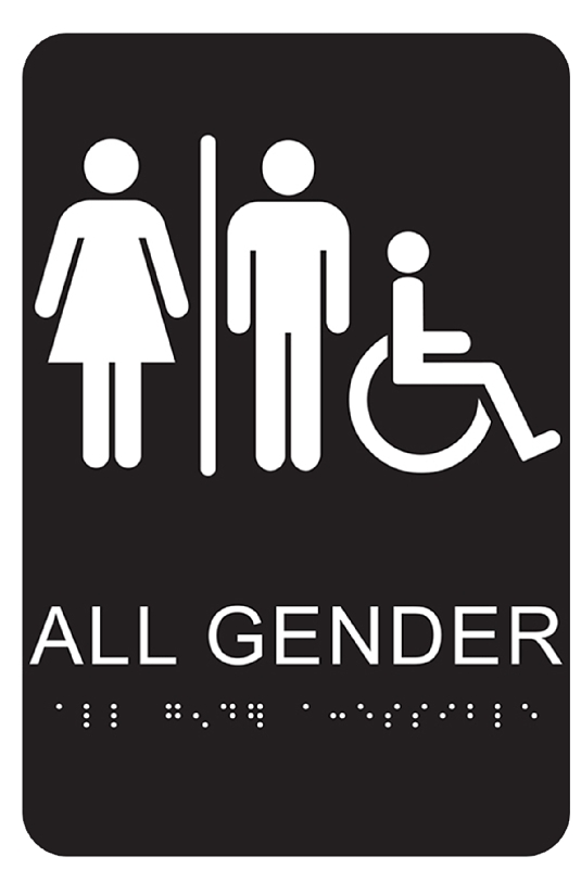 6 In x 9 In Plastic ADA Braille Sign: All Gender