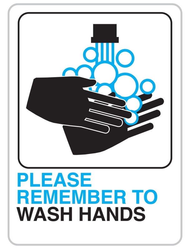 7 In x 5 In Plastic Deco Sign: Please Remember To Wash Hands