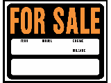 Sign 15 x 19 Plastic Orange/Black: Vehicle For Sale