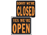 Sign 15 x 19 Plastic Orange/Black: Open/Closed