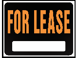 Sign 15 x 19 Plastic Orange/Black: For Lease