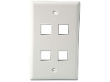 Quick Port CAT 5E Wall Plate, 4 Port White