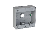 Weatherproof 2 Gang Outdoor 3 Holes Outlet Box, 1/2 In  Gray