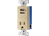 Combination 2 Port Usb/Receptacle 15 Amp, Ivory