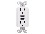 Combination 2 Port Usb/Receptacle 15 Amp, White