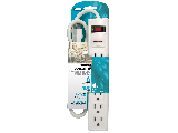 Plastic 6 Outlet Surge Protector Strip, 1-1/2 Ft Power Cord