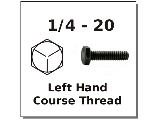 Left Hand Thread Hex Cap Screws 1/4-20, Grade 5 (Lengths)