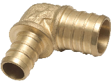 PEX Brass 90 Degree Reducing Elbow, 1/2 In Barb x 3/4 In Barb