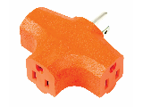 Grounded 3 Outlet Cube Adapter, Orange