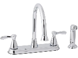 Double Handle Traditional Style Kitchen Faucet With Matching Side Spray