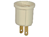 Single Outlet To Medium Base Socket Adapter, Ivory