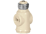 Light Socket To 2 Outlet Plug Adapter, Ivory